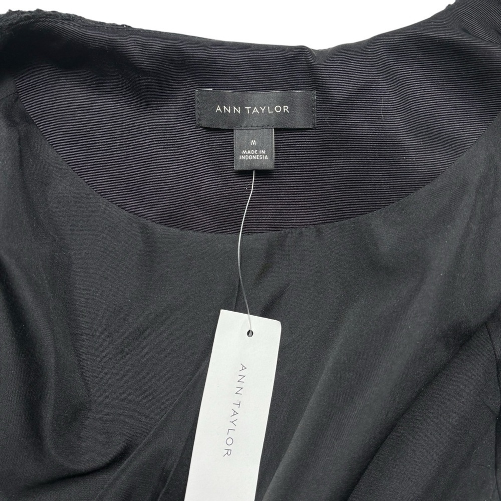 NWT Ann Taylor Black Windowpane Wool Blend Peplum Hem Coat • Size M • MSRP $169 - Picture 9 of 11